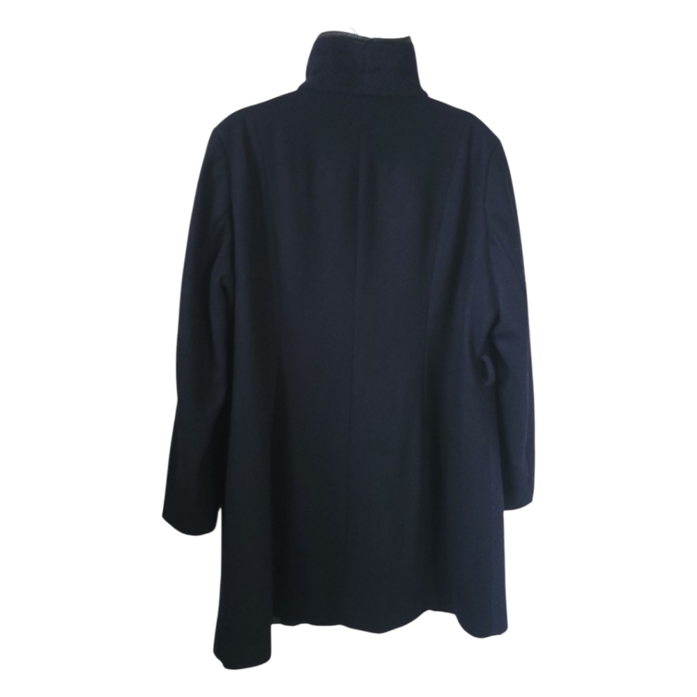 Tahari Elaine XXL Wool Blend Pea Coat Navy Asymmetrical Zip Collar Office - Picture 9 of 16
